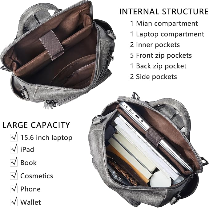 Shrrie Vegan Leather Laptop Backpack - Image 4