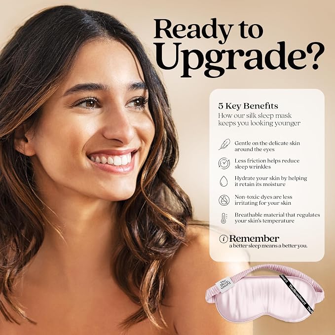 Pure Silk Sleep Mask Light Blocking Travel Essentials. Eye Masks - Image 4
