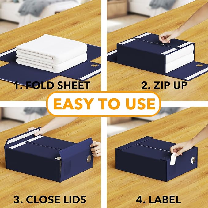 SpaceAid 3 Pack Bed Sheet Organizers and Storage, Foldable Sheet Organizer - Image 3