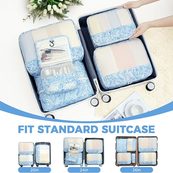 BAGAIL 9 Set Packing Cubes Luggage Packing Organizers - Image 7