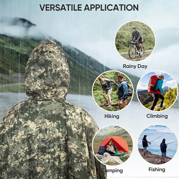 PTEROMY Hooded Rain Poncho for Adult - Image 6