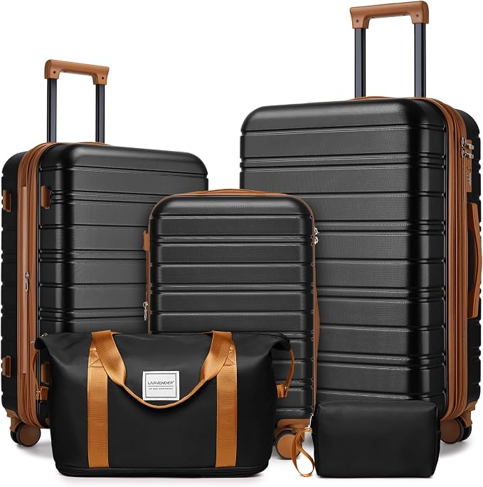 LARVENDER Luggage Sets 5 Piece Hardside Expandable Suitcase by LARVENDER