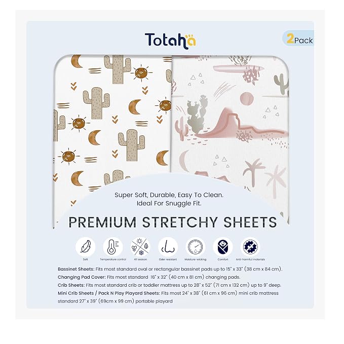 TotAha Cactus Pack N Play Sheets, Premium Stretch Fitted Portable Mini Cribs by TotAha%7CUnitedStates