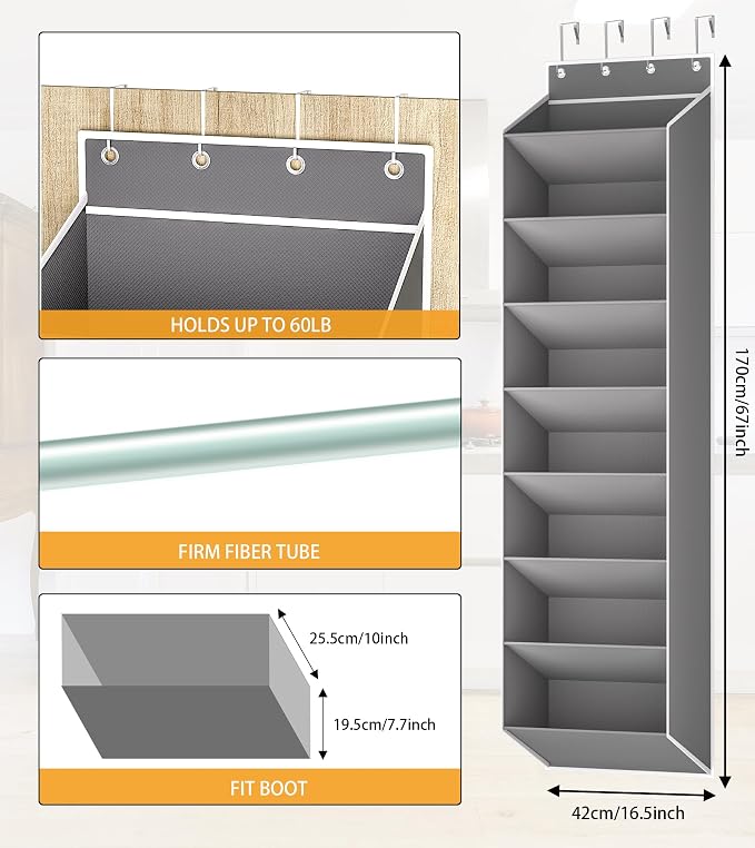 Over The Door Shoe Organizer Storage Fit 16-24 Pairs Hanging Shoe Rack Organiser - Image 7