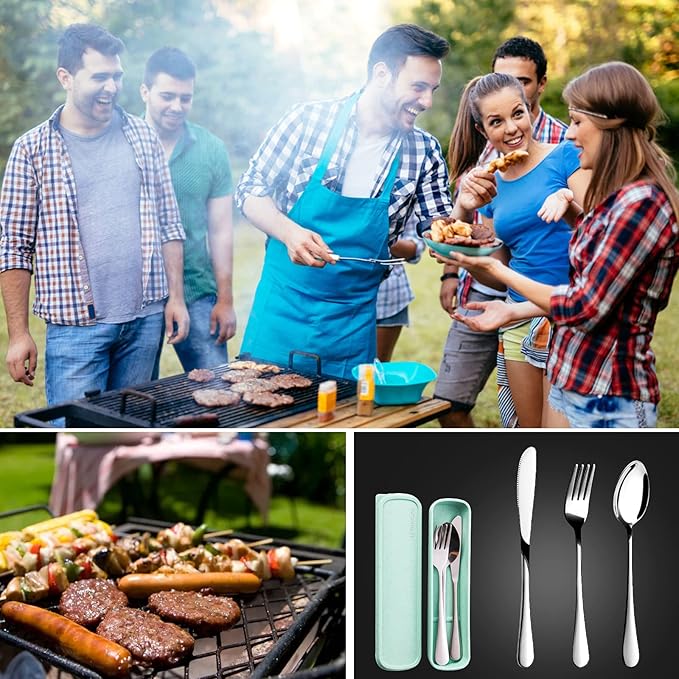 Portable Utensils Set with Case, Lunch Box Includ Fork Spoon Knife, Dishwasher - Image 5