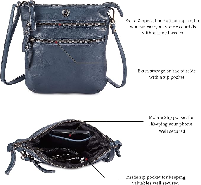 Crossbody Sling Bag for Women Small Real Leather Purse Vintage Travel Crossover - Image 2