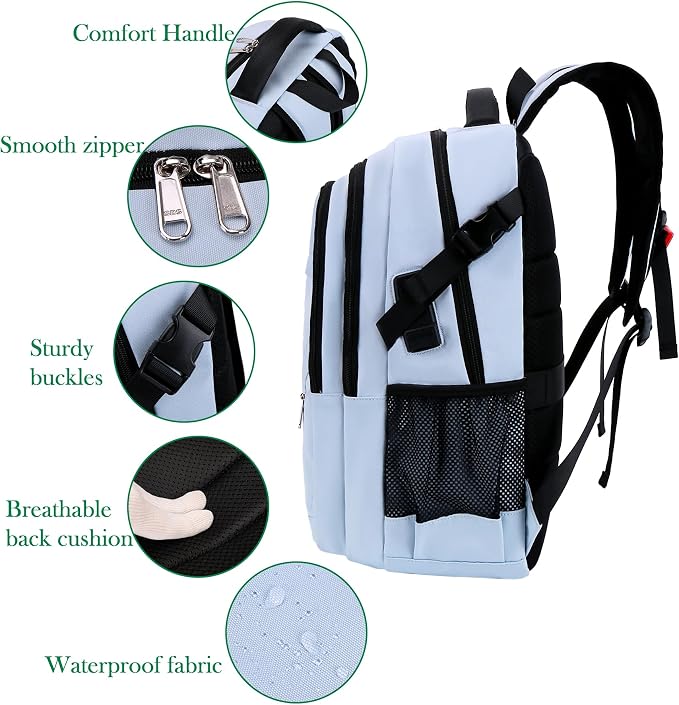 FENGDONG 17.3 inch Large Laptop Backpack Durable Waterproof Travel College - Image 4