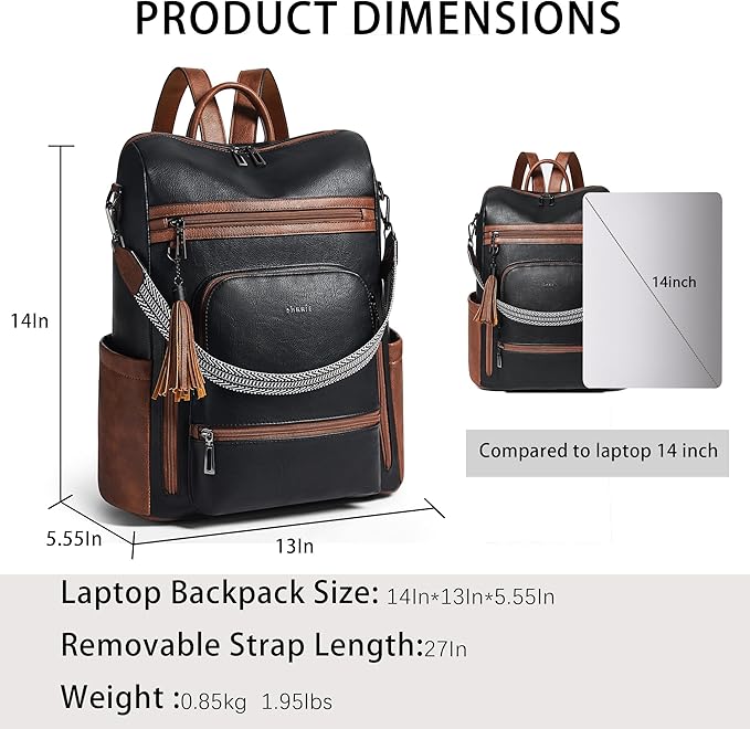 Shrrie Vegan Leather Laptop Backpack - Image 3