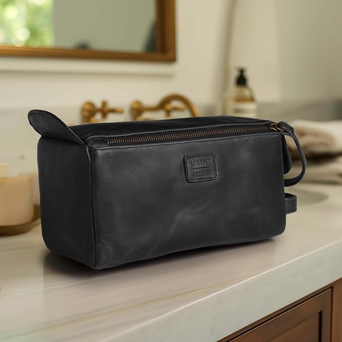 LEATHER VILLAGE Premium Leather Travel Toiletry Bag - Image 7