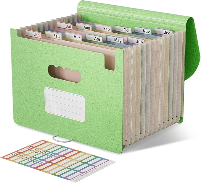 Accordion File Organizer, 13 Pockets Wheat Straw Expanding File Folder by EcoStash