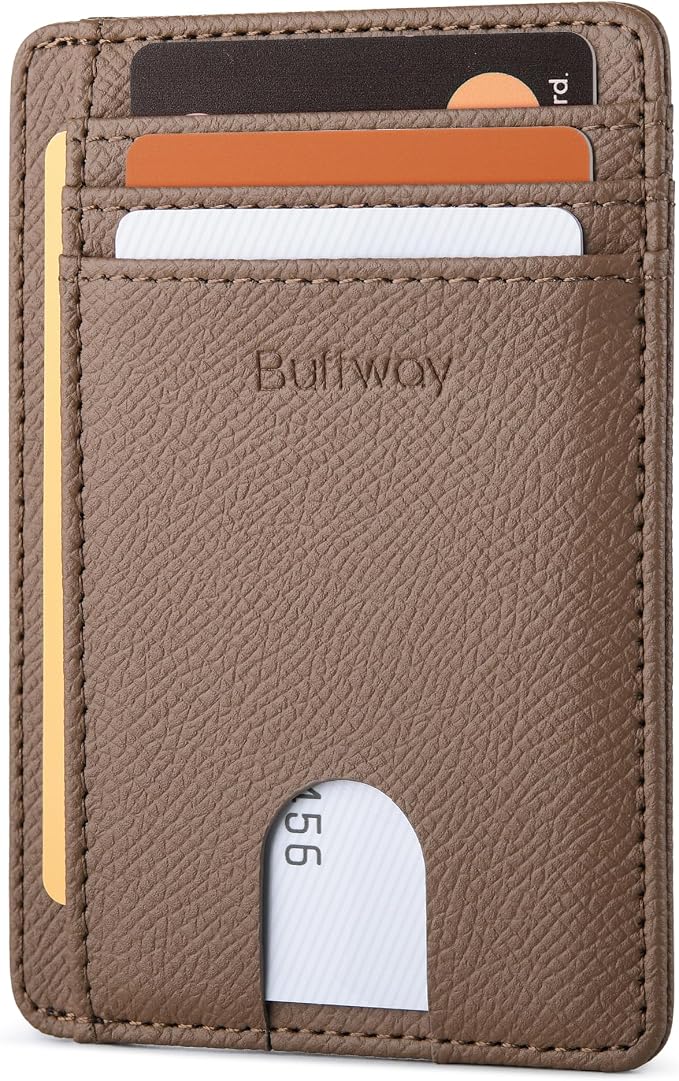 Buffway Slim Minimalist Front Pocket RFID Blocking Leather Wallets by Buffway
