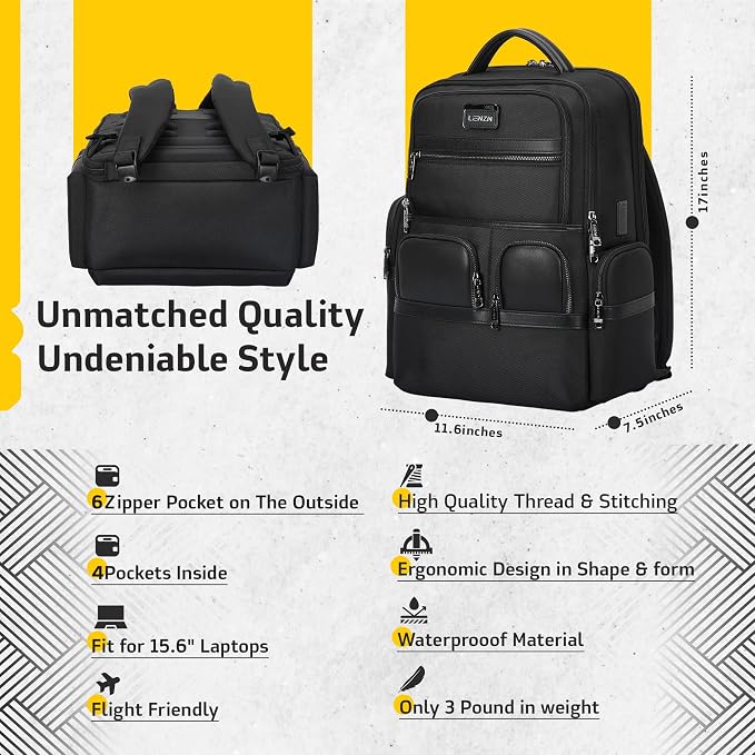Laptop Business Backpack for Men & Women, Work Backpack Fits 15.6 Inch - Image 3