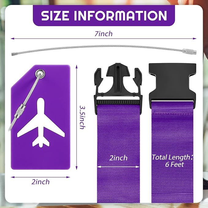 Weewooday 8 Pcs Luggage Straps Suitcase Tags Set - Image 2