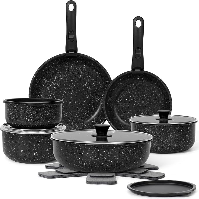 17 Pcs Pots and Pans Set Non Stick, Cookware Sets by SODAY
