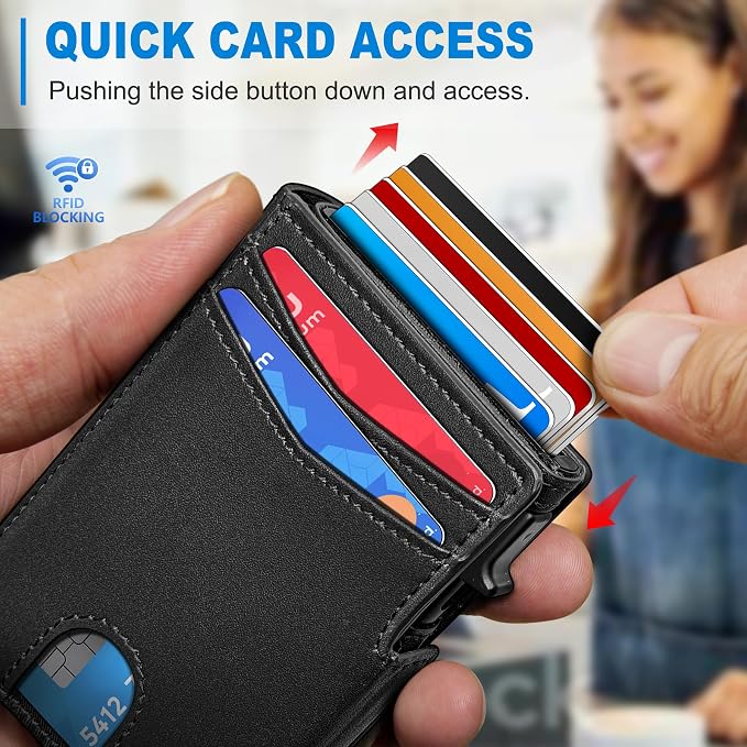 Men Wallet, with Money Clip Coins Pocket ID Window, Slim Front Pocket RFID - Image 5