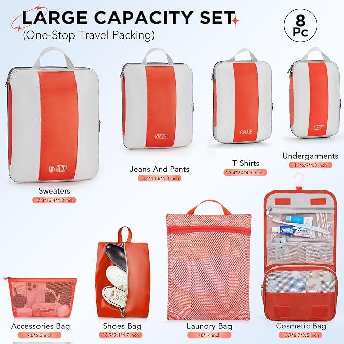 8 Set Compression Packing Cubes - Image 2