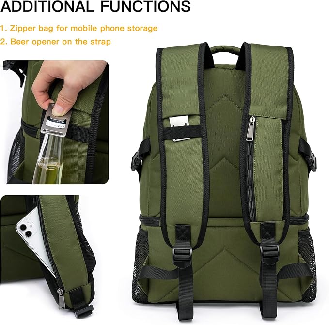 TUGUAN Insulated Cooler Backpack 38 Cans Double Deck Leakproof Lightweight Soft - Image 6