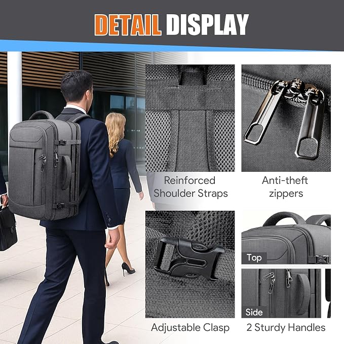 Carry On Backpack, Travel Laptop Backpack, Expandable 40-50L Large Luggage TSA - Image 5