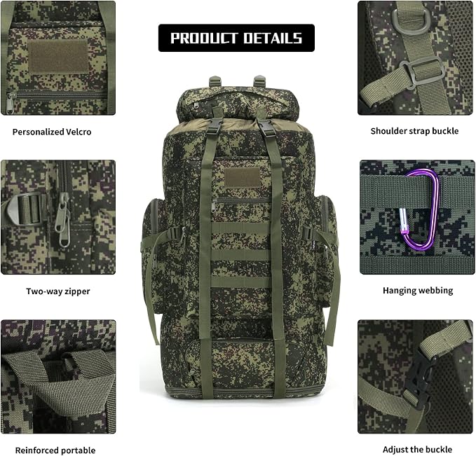 Hiking Backpack for Men 70L/100L Camping Backpack Military Rucksack Molle 3 - Image 5
