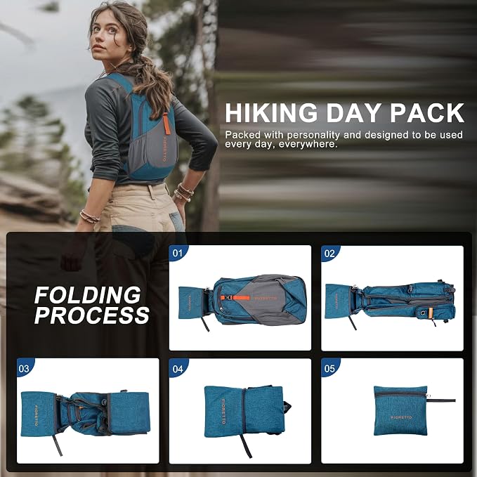 FIORETTO 10L Hiking Backpack for Women Men Mini Packable Backpack Lightweight - Image 7