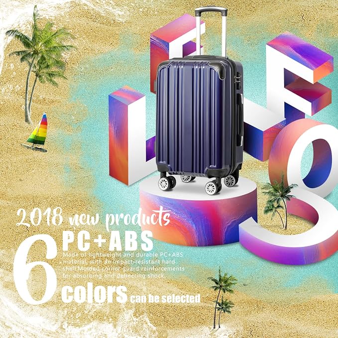 Coolife Luggage Expandable Suitcase PC+ABS Spinner 20in 24in 28in Carry on) - Image 2