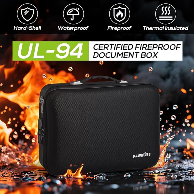 Fireproof Document Box with Combination Lock, Fireproof Water-Resistant Hard - Image 2