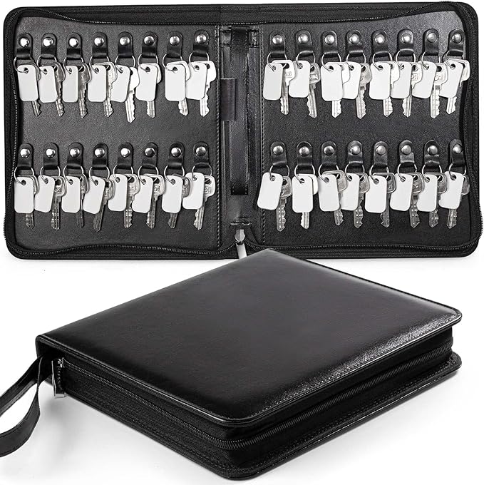 Portable Zippered Key Case, Leather Key Organizer by TUTATA