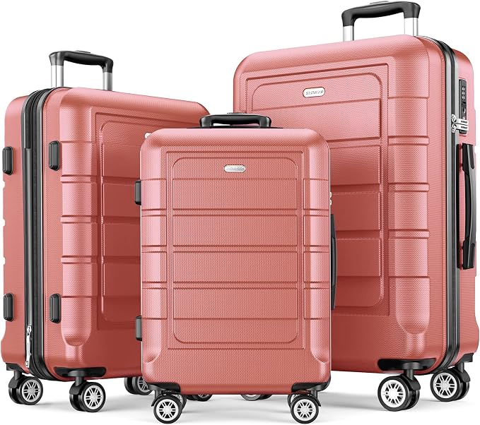 SHOWKOO Luggage Sets Expandable PC+ABS Durable Suitcase Sets Double Wheels TSA by SHOWKOO