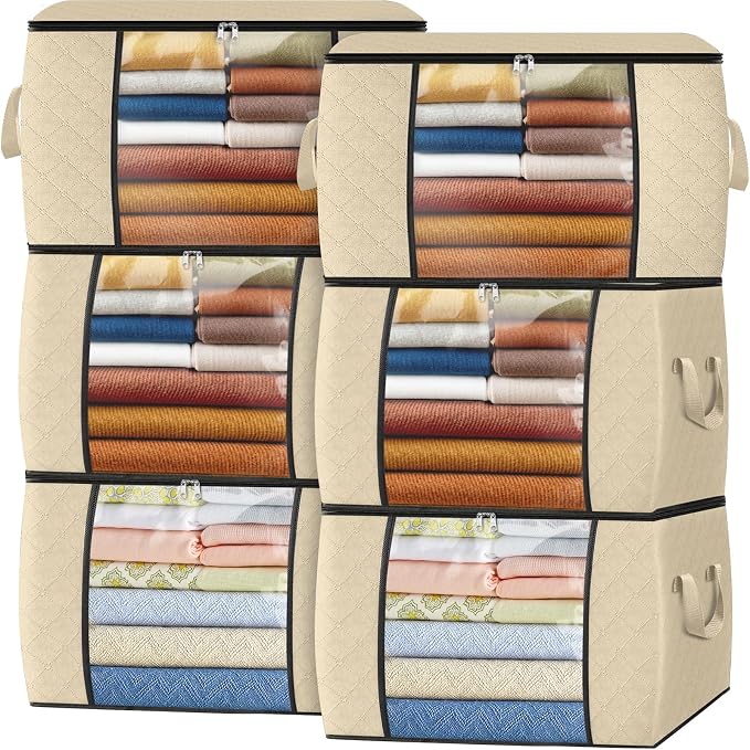 Fab totes 24 Gallons Clothes Storage, Foldable Thick Fabric Blanket Storage Bags by Fabtotes