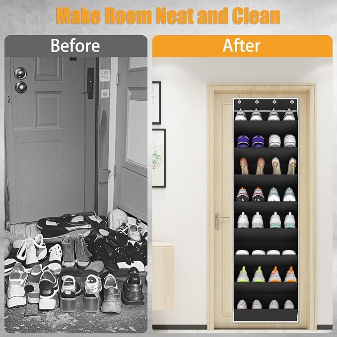 Over The Door Shoe Organizer Storage Fit 16-24 Pairs Hanging Shoe Rack Organiser - Image 4