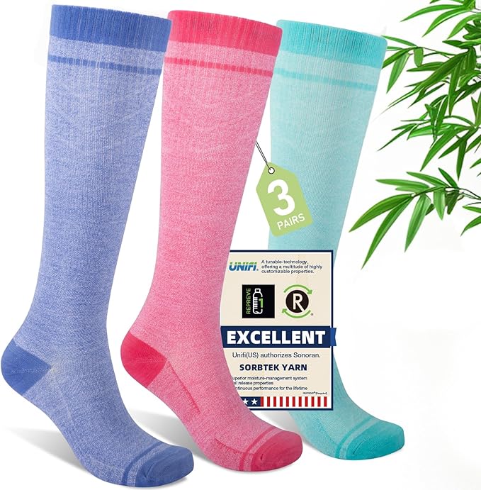Mens Compression Socks for Men Women, 15-20 mmHg Bamboo Viscose Knee High Soft by Unknown