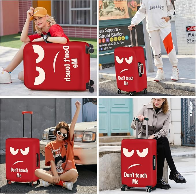 ANNA QUEEN Funny Luggage Cover, Don't Touch Me Red Face Design, Stretchable - Image 7