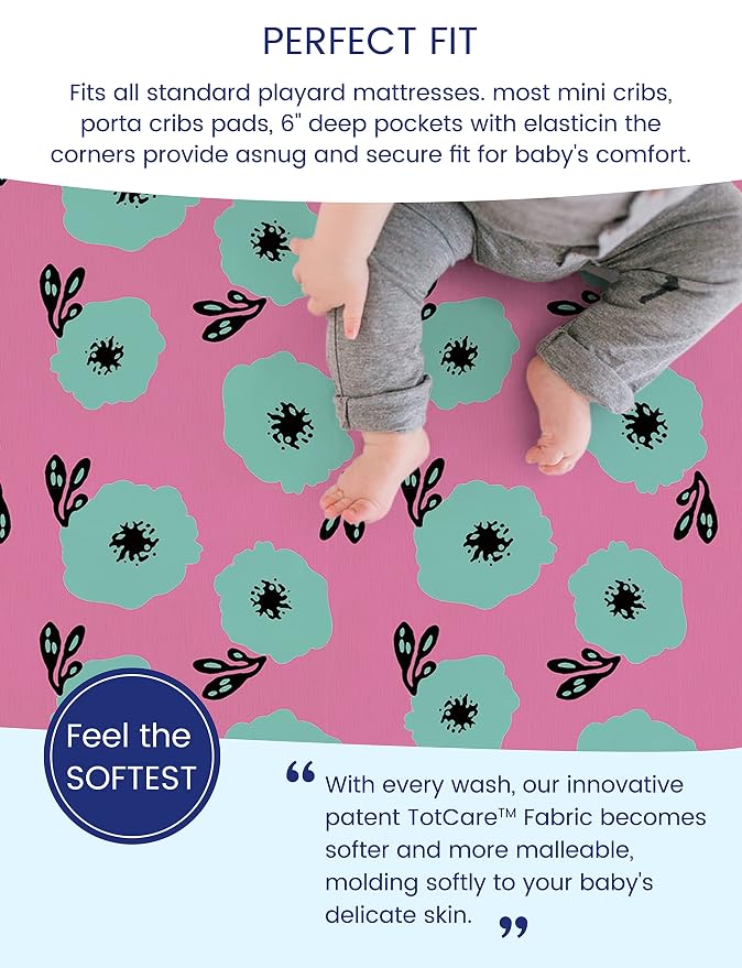 TotAha Premium Stretchy Pack N Play Playard Sheets | Mini Crib Sheets - Image 3