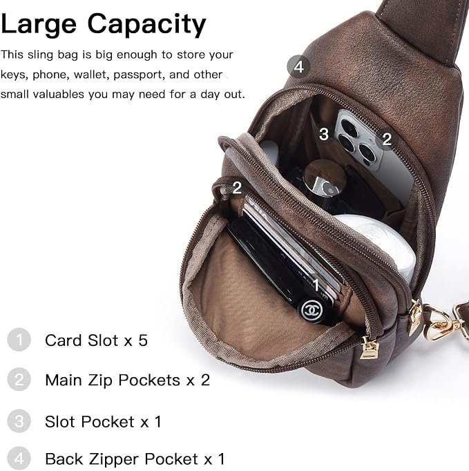 Telena Small Sling Bag for Women Leather Crossbody Fanny Packs Chest Bag for - Image 3