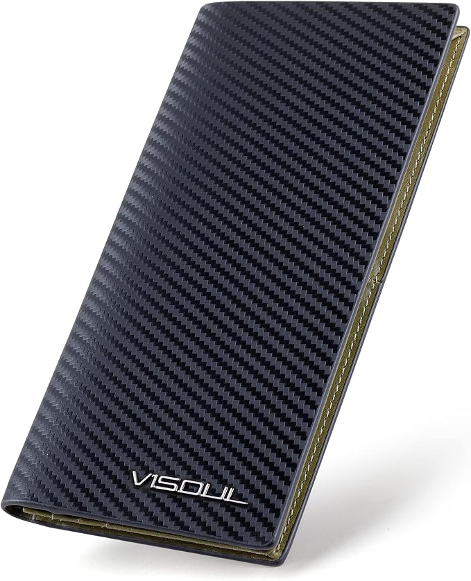 VISOUL Mens Checkbook Leather Wallets Long Bifold Wallets by VISOUL