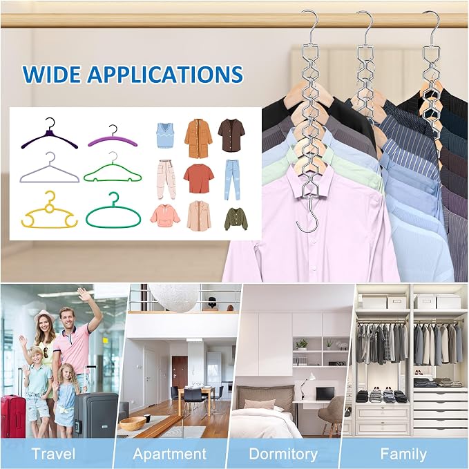3 Pack Space Saving Hangers for Clothes, Heavy Duty 30Lbs Capacity Magic - Image 3