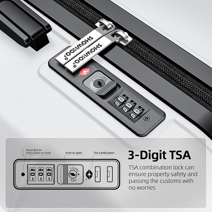 SHOWKOO Luggage Sets Expandable PC+ABS Durable Suitcase Sets Double Wheels TSA - Image 4