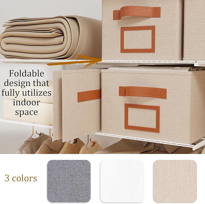 OUTBROS Foldable Storage Box for Shelves, 15 x 10.2 x 7.9 inch Fabric Baskets - Image 6