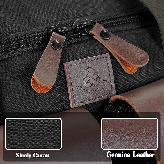 Canvas Duffle Bag for Men 50L Travel Duffel Bags Expandable Genuine Leather - Image 5