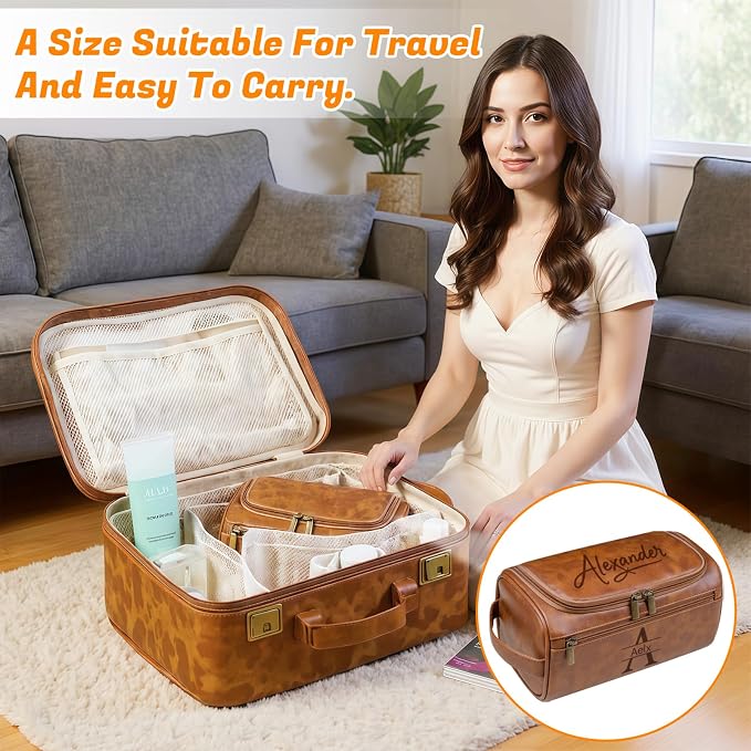 3-in-1 unisex PU toiletry bag: laser engraving & detachable waterproof section. - Image 6