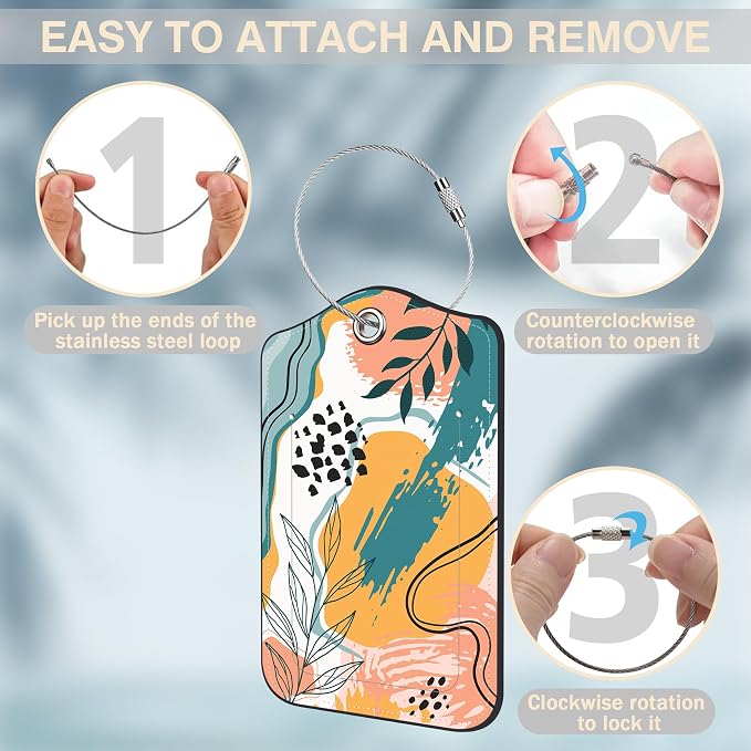 2 Pcs Boho Abstract Modern Art Luggage Tags - Image 4