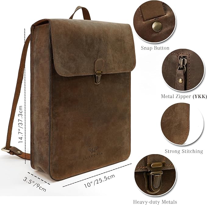 Genuine Leather Backpack for Men and Women, Minimalistic Leather Backpack - Image 5