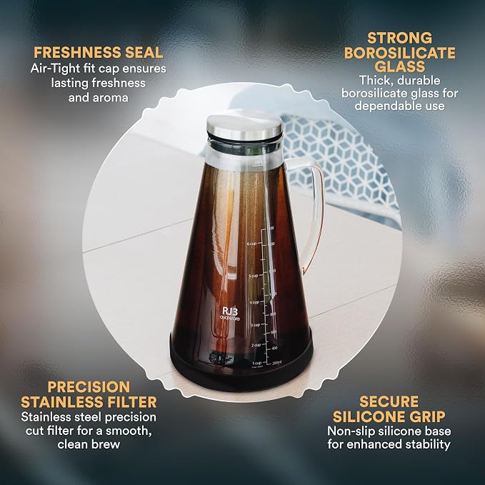 OVALWARE Airtight Cold Brew Iced Coffee Maker Pitcher - Image 7
