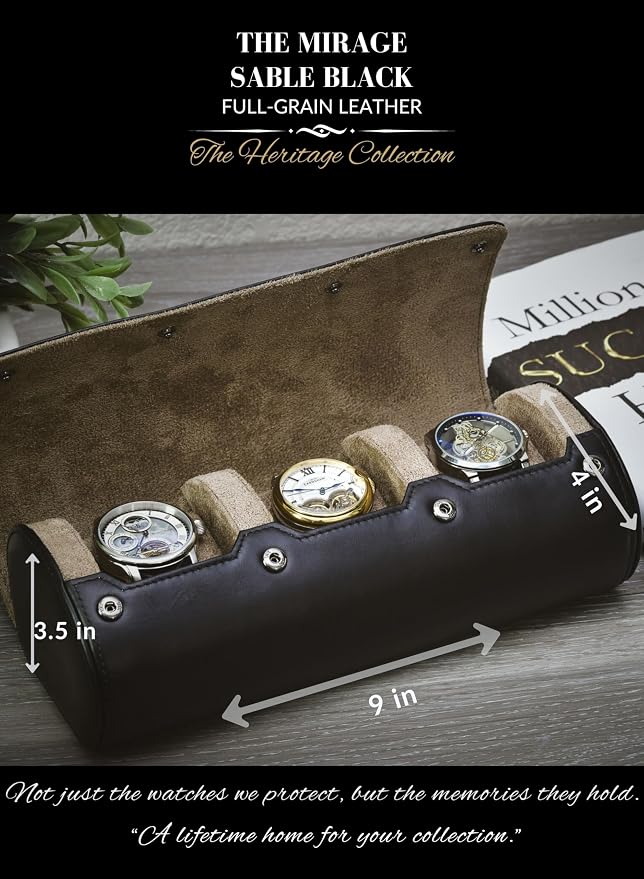 Watch Roll Travel Case Leather – 3 Slot Watch Holder Storage - Image 4