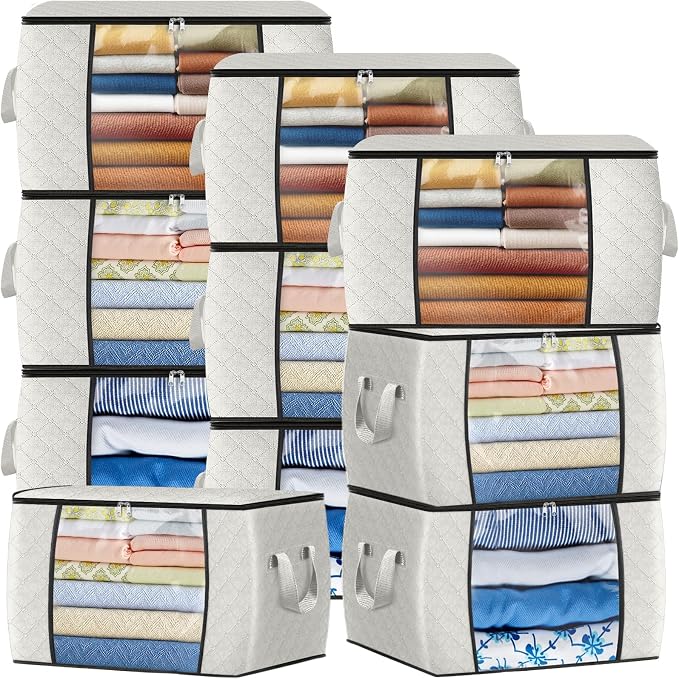 Fab totes 24 Gallons Clothes Storage, Foldable Thick Fabric Blanket Storage Bags by Fabtotes