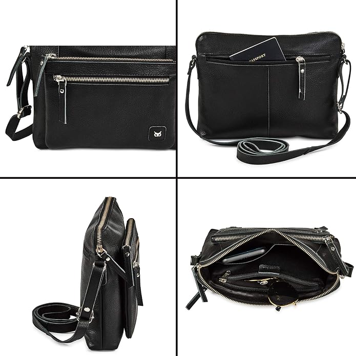Wise Owl Accessories Small Soft Pebbled Real Leather Crossbody Handbags Purses - Image 5