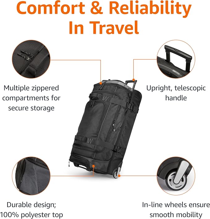 Amazon Basics 35-inch Large Rolling Duffle Bag - Image 2