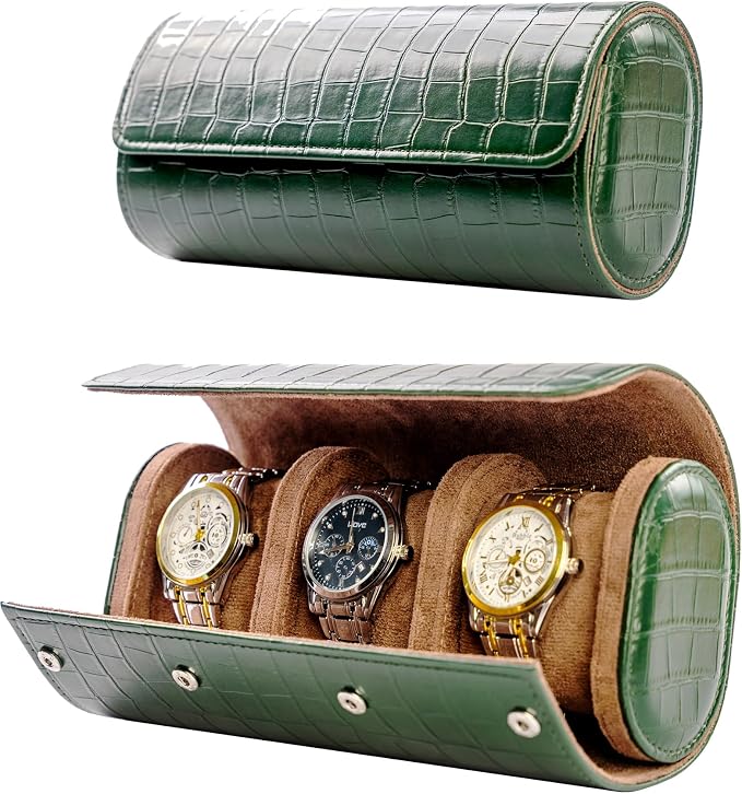 MR.OKAY 3 Watch Travel Case-Classic Leather Watch Case by MR.OKAY