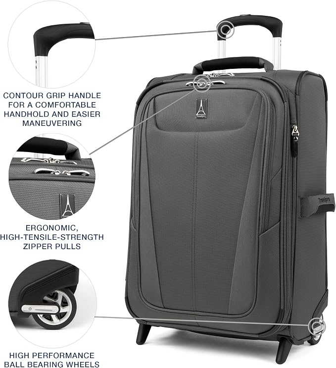 Travelpro Maxlite 5 Softside Expandable Upright 2 Wheel Carry on Luggage - Image 4