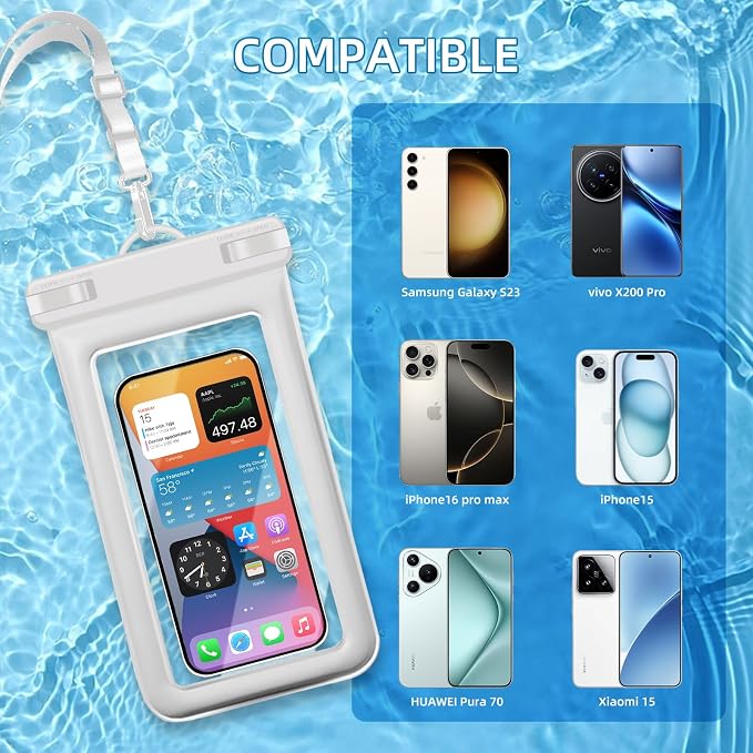 IPX8 Floating Waterproof Phone Pouch 2-Pack, 7.2 Inch Waterproof Pouch - Image 4